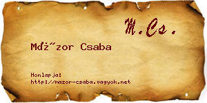 Mázor Csaba névjegykártya